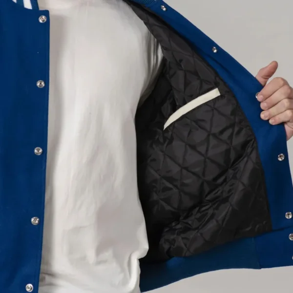 Bright Royal & White All-Wool Customizable Varsity Jacket