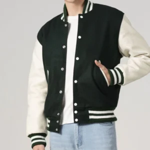 Dartmouth Green & White All-Wool Customizable Varsity Jacket