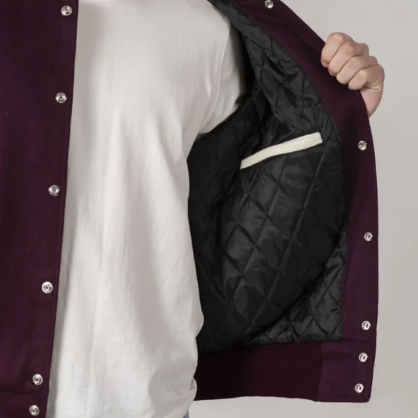 Maroon & White All-Wool Customizable Varsity Jacket