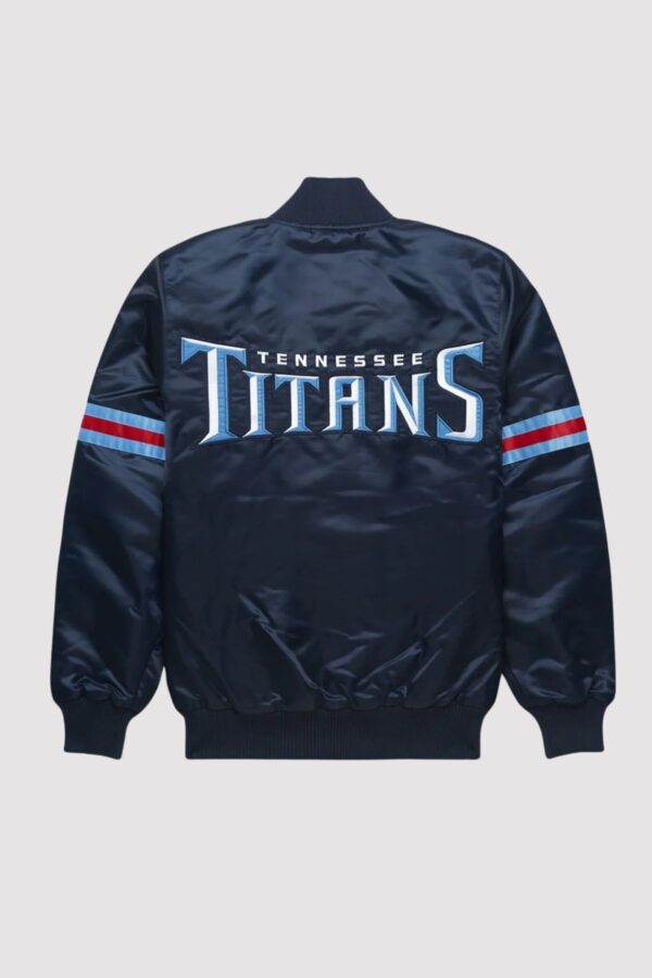 Striped Tennessee Titans Navy Blue Varsity Jacket