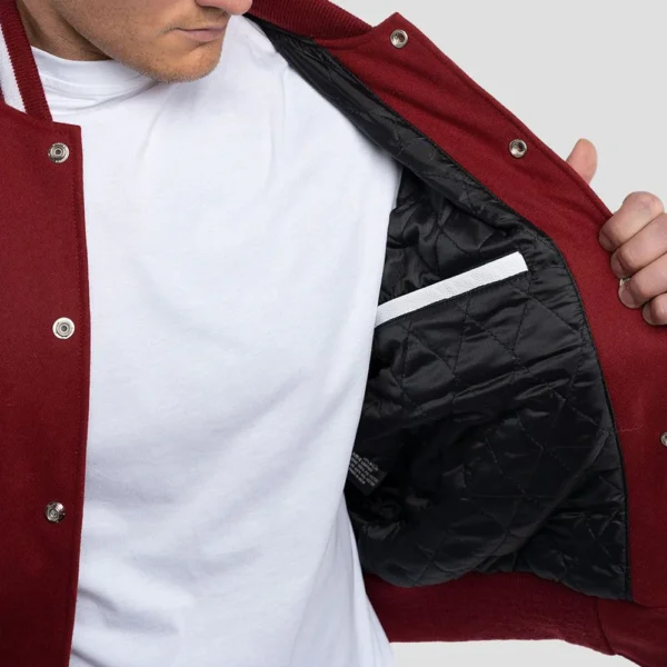 Cardinal Red Wool Body & Bright White Leather Sleeves Varsity Jacket