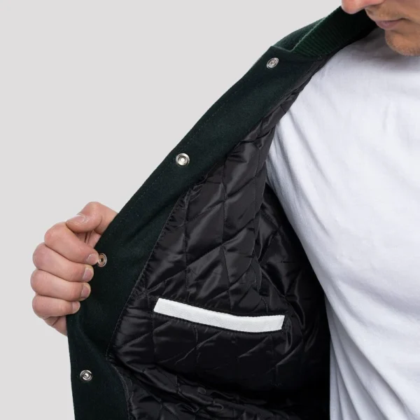 Dartmouth Green Wool Body & Bright White Sleeves Varsity Jacket