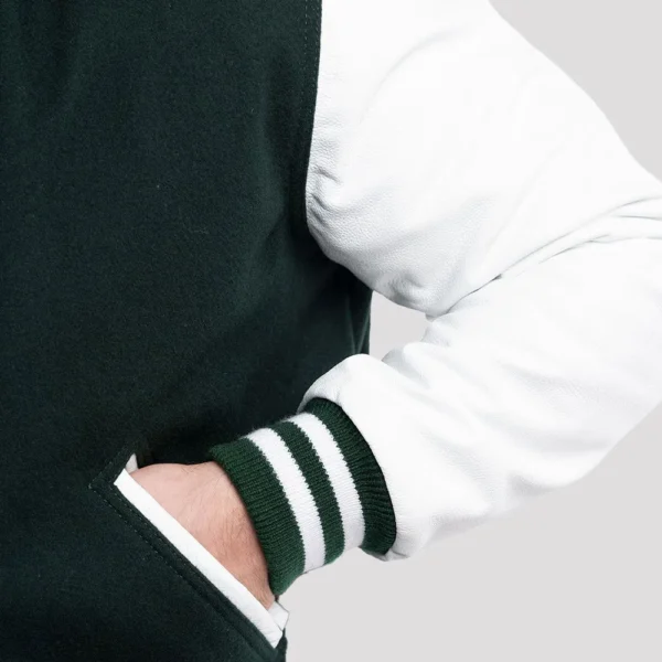 Dartmouth Green Wool Body & Bright White Sleeves Varsity Jacket