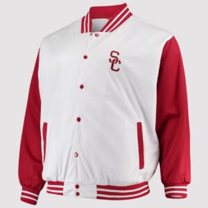 Birdseye USC Trojans Red and White Satin Varsity Jacket