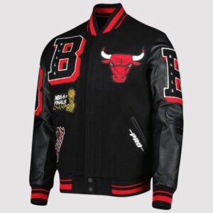 Chicago Bulls NBA 6x Finals Champions Black Varsity Jacket