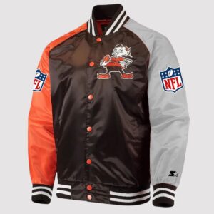 Cleveland Browns Lead Off Satin Varsity Jacket