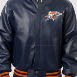 New Orleans Pelicans Navy Blue Leather Varsity Jacket