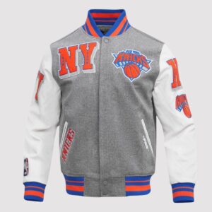 New York Knicks Mashup Wool and Leather Varsity Jacket