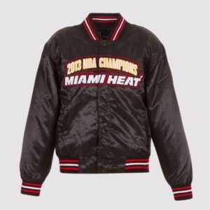 Miami Heat Black NBA Finals Champions Full-snap Varsity Jacket