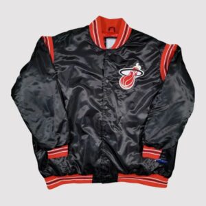 Miami Heat Teddy Black Satin Varsity Jacket