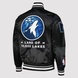 Minnesota Timberwolves 2024 City Edition Black Satin Varsity Jacket