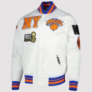 New York Knicks NBA 2X Finals Champions White Varsity Jacket