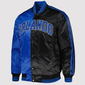 Orlando Magic Fast Break Blue and Black Satin Varsity Jacket