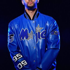Orlando Magic Jeff Hamilton Blue Leather Varsity Jacket