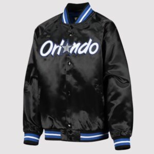 Orlando Magic Youth Black Hardwood Classics Satin Jacket