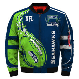 Seattle Seahawks Green and Blue Bomber Jacket
