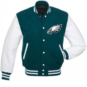 Philadelphia Eagles Green and White Varsity Jacket