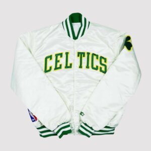 Boston Celtics 90’s White Satin Bomber Jacket