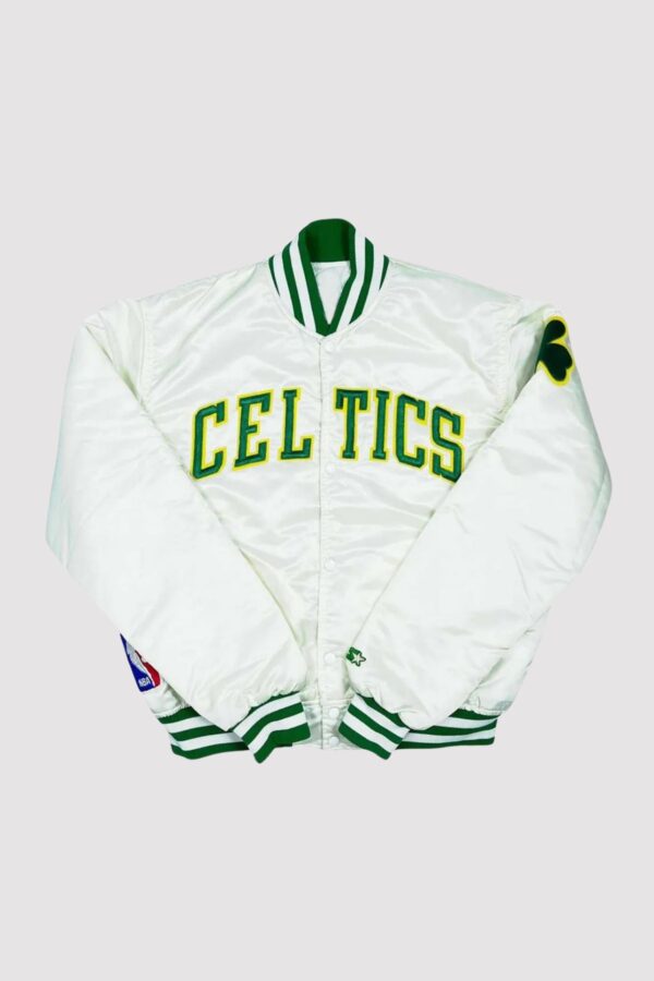Boston Celtics 90’s White Satin Bomber Jacket