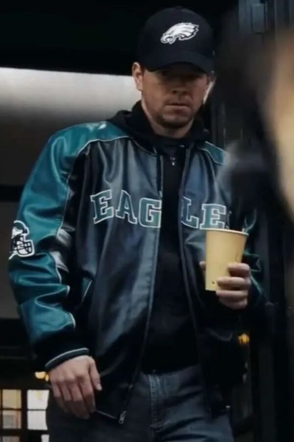 Mark Wahlberg Shooter Eagles Leather Varsity Jacket