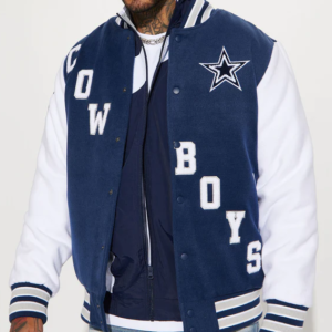Material: Fleece Inner: Soft Viscose Lining Closure: Snap tab Buttoned Collar: Stand-up collar Sleeves: Full-length Cuffs: Rib-knitted with hem Color: Blue & White Finely stitched
