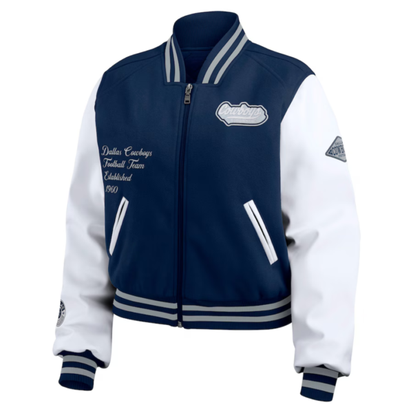 Material: Fleece Inner: Soft Viscose Lining Closure: Zip Closure Collar: Stand-up collar Sleeves: Full-length Cuffs: Rib-knitted with hem Pockets: Two side waist Color: Blue&White Finely stitched