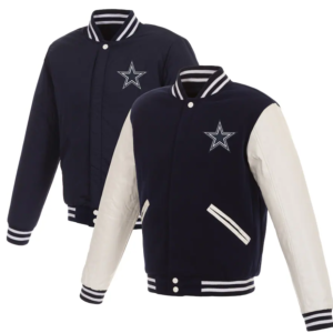 Material: Fleece Inner: Soft Viscose Lining Closure: Snap tab Buttoned Collar: Stand-up collar Sleeves: Full-length Cuffs: Rib-knitted with hem Pockets: Two side waist Color: Dark Blue/Blue & White Finely stitched