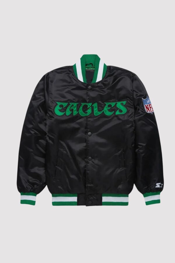 Starter Philadelphia Eagles Blackout Satin Varsity Jacket