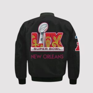 Super Bowl LIX 2025 New Orleans Black Bomber Jacket