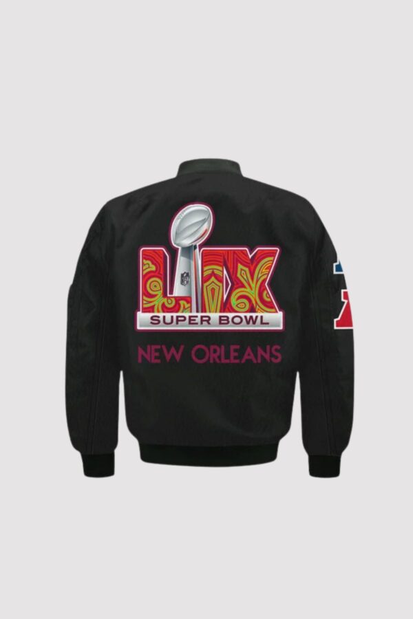 Super Bowl LIX 2025 New Orleans Black Bomber Jacket