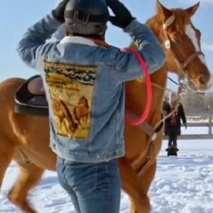 A Wild West Christmas Joey Scarpellino Horse Printed Denim Jacket