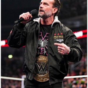 CM Punk Black Hooded Bomber Jacket