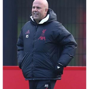 Arne Slot LFC Black Puffer Hooded Jacket