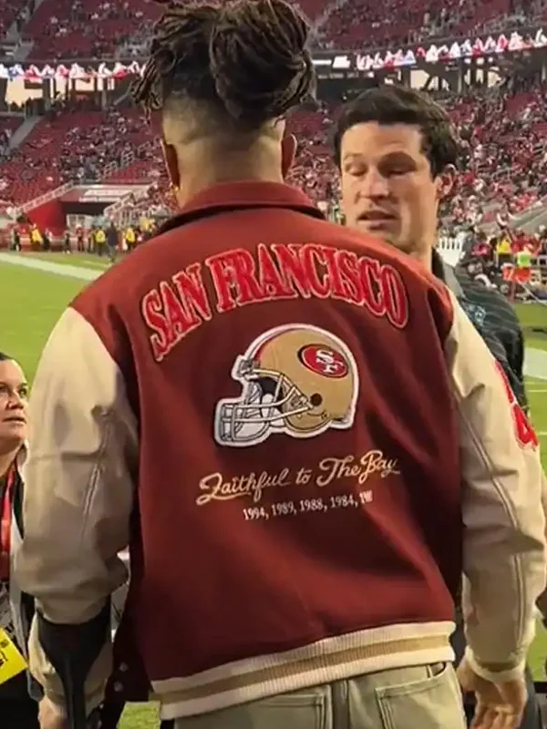 Fred Warner 49ers Varsity Bomber Jacket Fred Warner 49ers Varsity Bomber Jacket