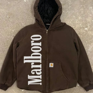 Marlboro Carhartt Brown Hooded Bomber Jacket