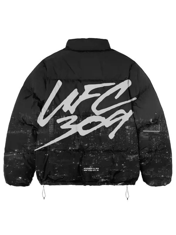 UFC 309 Jones Vs Miocic Black Puffer Jacket UFC 309 Jones Vs Miocic Black Puffer Jacket