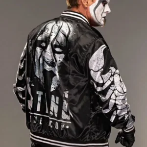 Sting AEW Printed Black Varsity Jacket