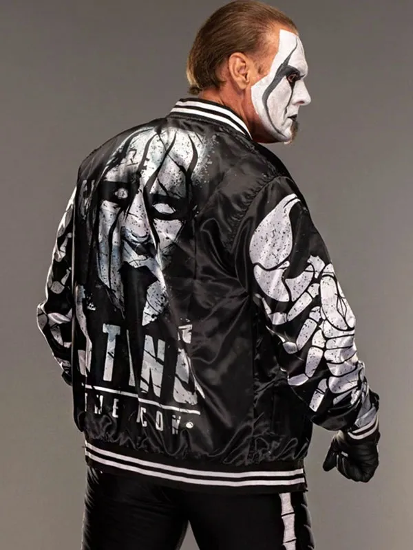 Sting AEW Printed Black Varsity Jacket Sting AEW Printed Black Varsity Jacket
