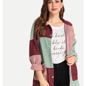 Little Disasters S01 Colorblock Patchwork Corduroy Shirt