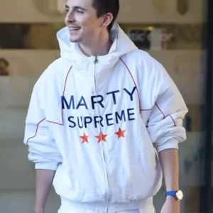 Timothee Chalamet Marty Supreme White Jacket
