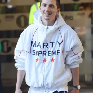 Timothee Chalamet Marty Supreme White Jacket