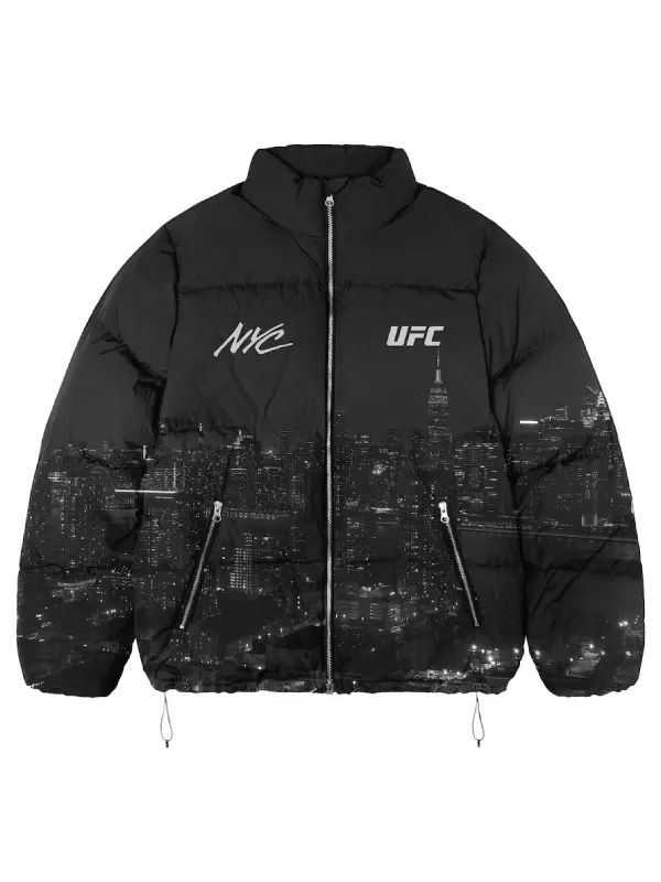 UFC 309 Jones Vs Miocic Black Puffer Jacket UFC 309 Jones Vs Miocic Black Puffer Jacket