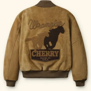 Wrangler x Cherry Tan Suede Varsity Jacket