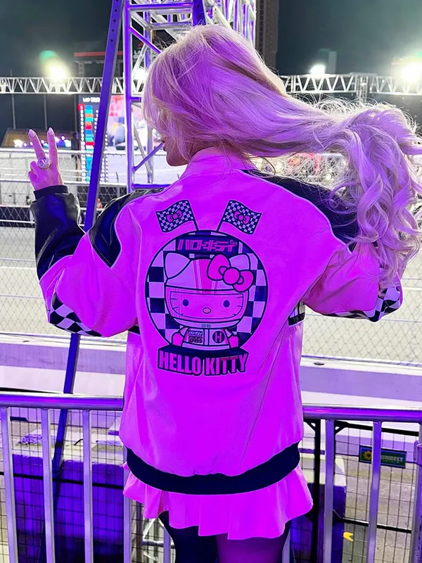 Kina Tavarozi Sanrio Hello Kitty Pink Racing Jacket Kina Tavarozi Sanrio Hello Kitty Pink Racing Jacket