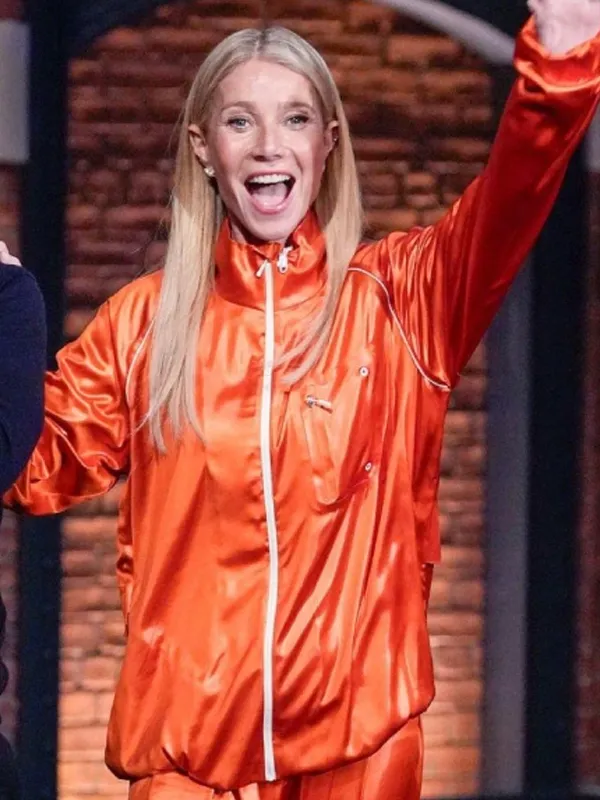 Gwyneth Paltrow Marty Supreme Orange Track Jacket Gwyneth Paltrow Marty Supreme Orange Track Jacket
