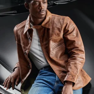 Mercedes-Benz Damson Idris Bradley Leather Car Coat