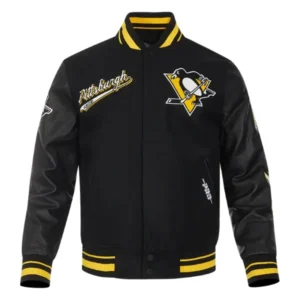 NHL Pittsburgh Penguins Black Wool Varsity Jacket
