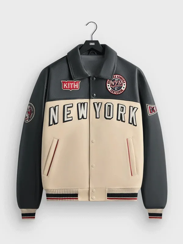 NHL New York Rangers Bomber Leather Jacket NHL New York Rangers Bomber Leather Jacket