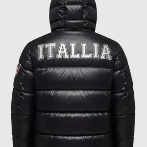 Olympics 2026 Team Italia Black Puffer Jacket