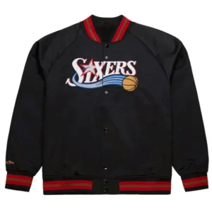 Philadelphia 76ers Throwback Wordmark Raglan Jacket